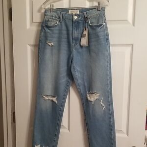 Current/Elliott Light Blue Distressed Boyfriend Jeans,size 27